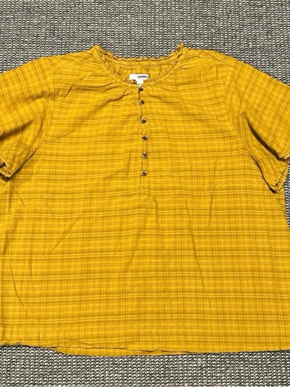 Sonoma Mustard Short-Sleeve Blouse